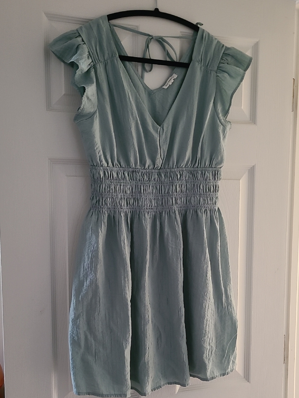 Sage Green Smocked Waist Mini Dress